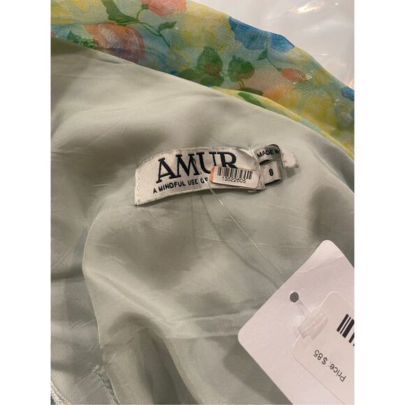 AMUR Jaylah Floral Asymmetrical One Sleeve Dress Size 8 MSRP: $598 - Picture 9 of 9